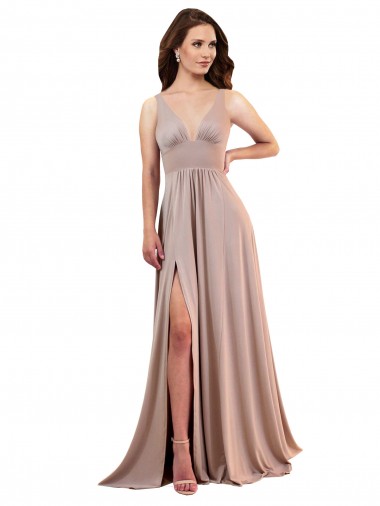Buy Long Dusty Pink Sleeveless A-Line Low Back Black Tie Evening Dress