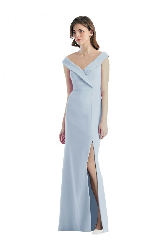 Buy Long Light Sky Blue Sleeveless A-Line Black Tie Evening Dress
