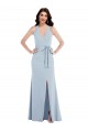 Buy Long Light Sky Blue Sleeveless A-Line Open Back Formal Evening Dress