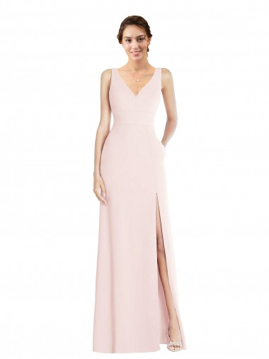 Buy Long Pink Sleeveless A-Line Low Back Black Tie Evening Dress
