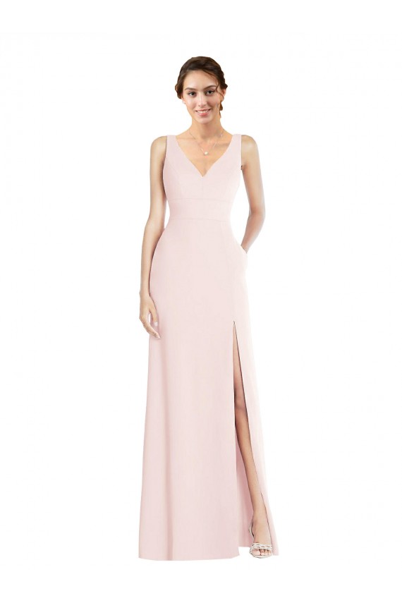 Buy Long Pink Sleeveless A-Line Low Back Black Tie Evening Dress