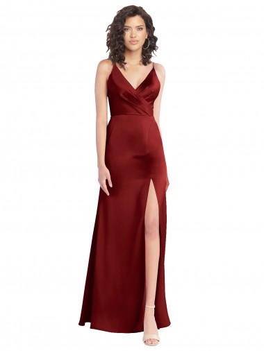Buy Long Burgundy Sleeveless A-Line V-Back Formal Dress