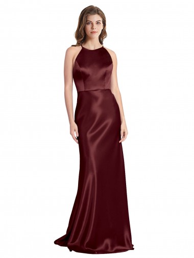 Buy Long Burgundy Gold Sleeveless A-Line Formal Evening Dress