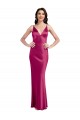 Buy Long Fuchsia Sleeveless A-Line Low Back Stretch Satin Formal Evening Dress