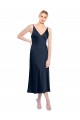 Buy Midi Length Dark Navy Sleeveless A-Line V-Back Formal Evening Dress
