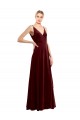 Buy Long Burgundy Sleeveless A-Line V-Back Evening Dress