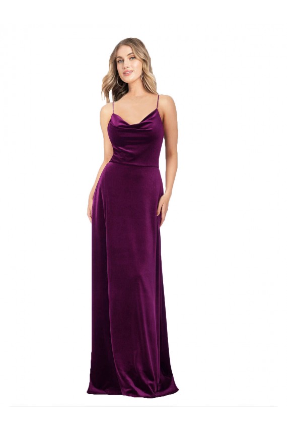 Buy Long Grape Sleeveless A-Line Open Back Formal Evening Dress