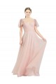 Buy Long Pink Flutter Sleeves A-Line Formal Dress