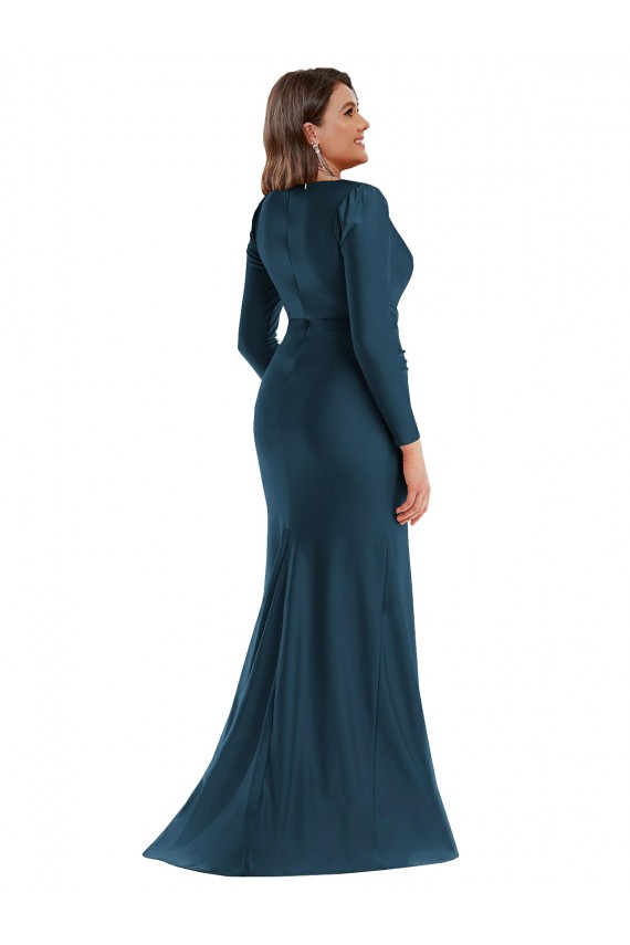 Buy Long Atlantic Blue Long Sleeves Mermaid Plus Size Formal Evening Dress