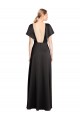 Buy Long Black Cap Sleeves A-Line Open Back Evening Dress