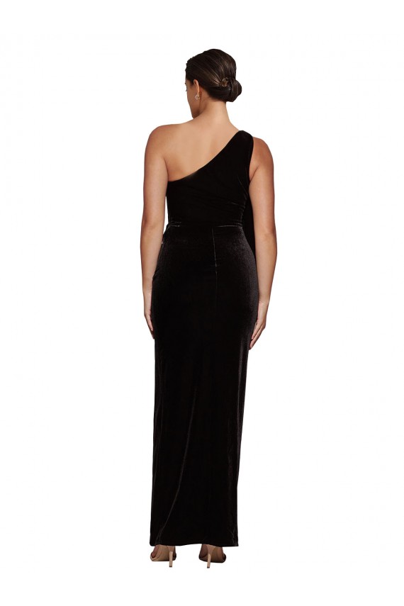 Buy Long Black Sleeveless Sheath Stretch Velvet Formal Evening Dress