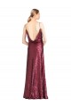 Buy Long Burgundy Sleeveless A-Line Sequin Formal Evening Dress