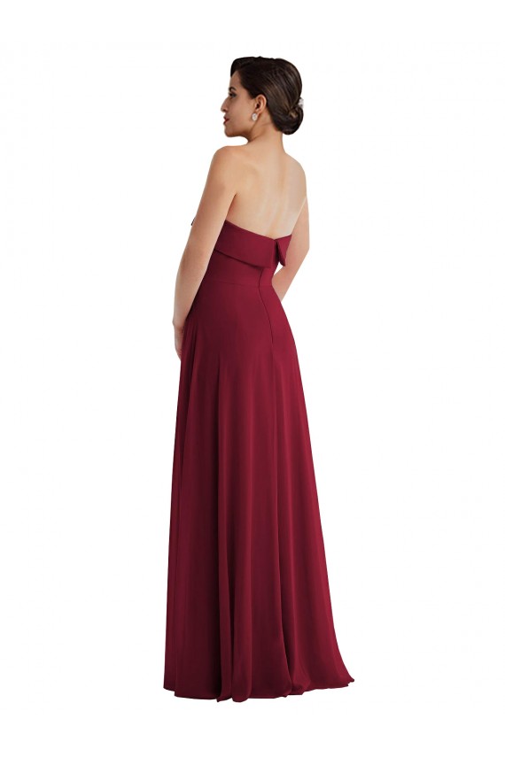 Buy Long Burgundy Sleeveless A-Line Low Back Formal Evening Dress