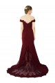 Buy Sweep Train Burgundy Gold Sleeveless Mermaid V-Back Formal Evening Dress