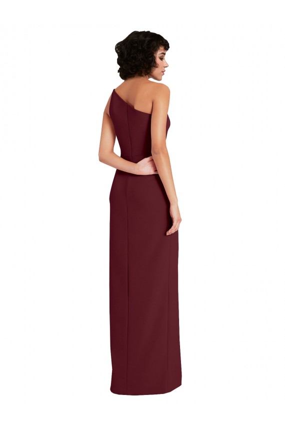 Buy Long Burgundy Gold Sleeveless Sheath Daring Slit Formal Evening Dress