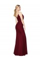 Buy Long Burgundy Sleeveless Mermaid V-Back Side Slit Formal Evening Dress