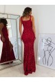 Buy Long Burgundy Sleeveless Sheath Velvet Sequin Prom Dress