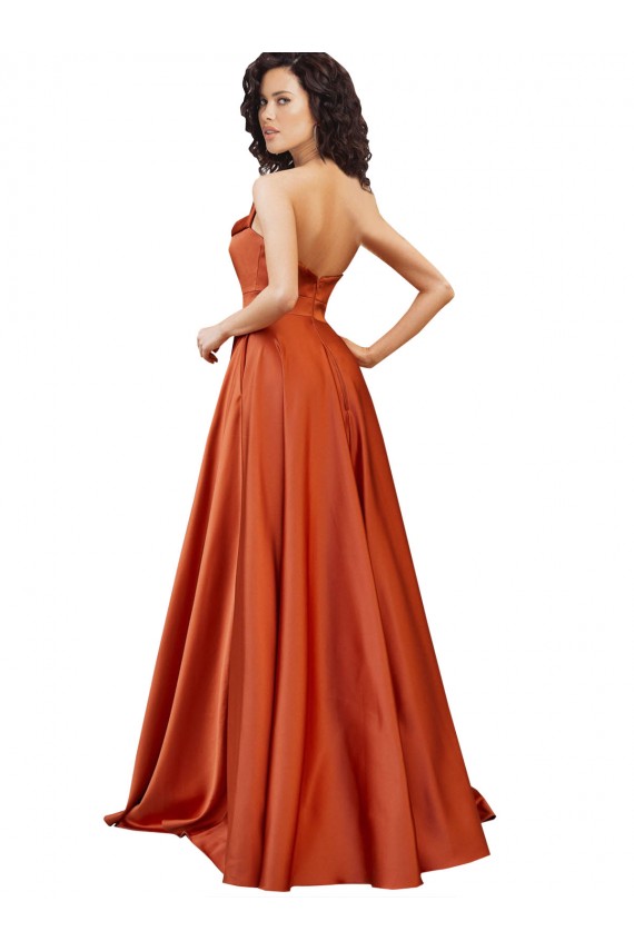 Buy Sweep Train Burnt Orange Sleeveless A-Line Low Back Formal Evening Dress