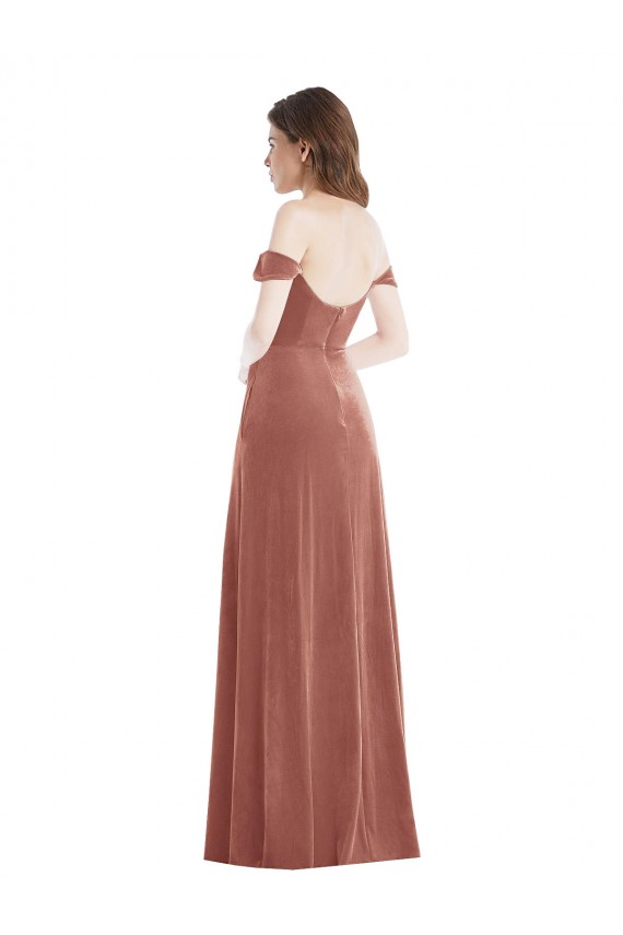 Buy Long Cinnamon Rose Sleeveless A-Line Semi Formal Evening Dress