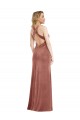 Buy Long Cinnamon Rose Sleeveless A-Line Open Back Evening Dress