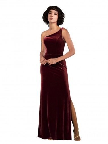 Buy Long Burgundy Sleeveless Column Formal Evening Dress
