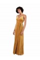 Buy Long Gold Sleeveless Column V-Back Black Tie Evening Dress