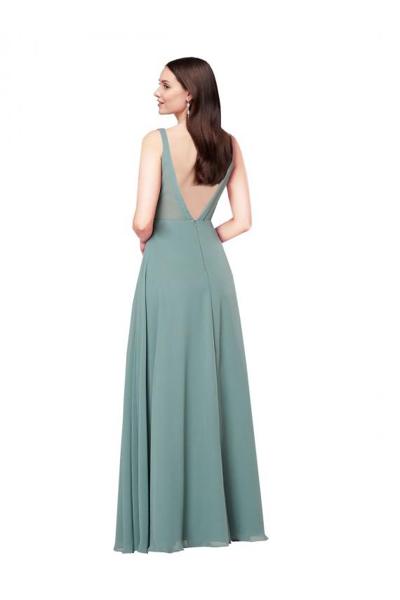 Buy Long Dark Lavender Sleeveless Sheath V-Back Formal Evening Dress
