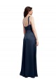 Buy Long Dark Navy Sleeveless A-Line Low Back Side Slit Formal Evening Dress