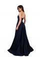 Buy Long Dark Navy Sleeveless A-Line Low Back Formal Dress
