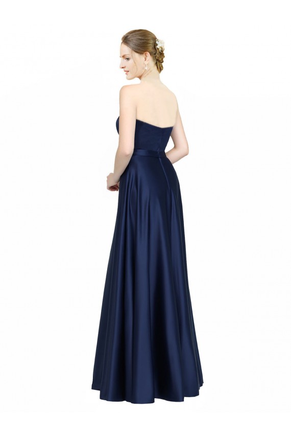 Buy Long Dark Navy Sleeveless A-Line Low Back Black Tie Evening Dress