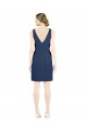 Buy Knee Length Dark Navy Sleeveless A-Line Open Back Evening Dress