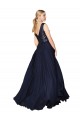 Buy Long Dark Navy Sleeveless A-Line V-Back Semi Formal Evening Dress