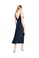 Buy Midi Length Dark Navy Sleeveless A-Line V-Back Formal Evening Dress