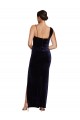 Buy Long Dark Navy Sleeveless Sheath Low Back High Side Slit Formal Evening Dress