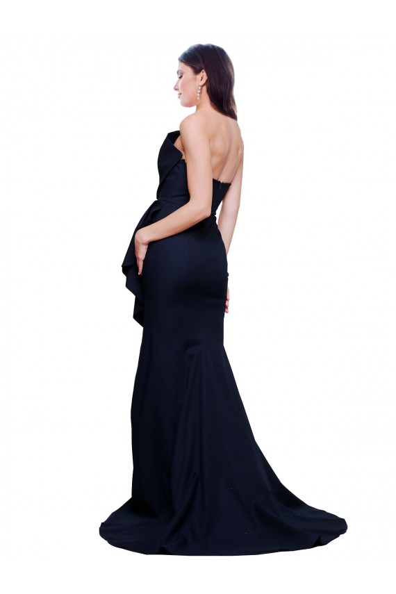 Buy Sweep Train Dark Navy Sleeveless Sheath Low Back Semi Formal Evening Dress