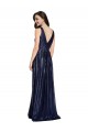 Buy Long Dark Navy Sleeveless Sheath V-Back Formal Evening Dress