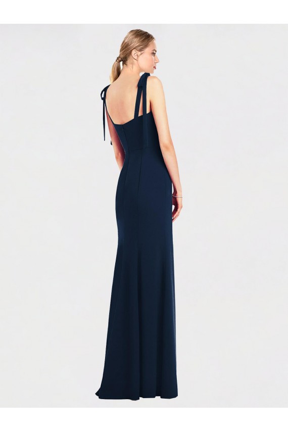 Buy Long Dark Navy Sleeveless Trumpet Low Back Semi Formal Evening Dress