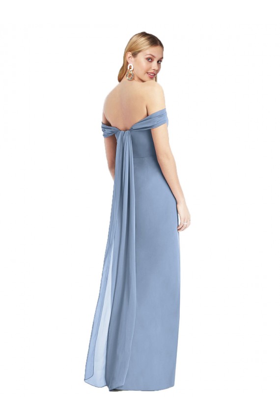 Buy Long Dusty Blue Sleeveless Mermaid Low Back Semi Formal Evening Dress