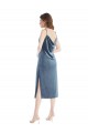 Buy Long Dusty Blue Sleeveless Sheath Semi Formal Evening Dress