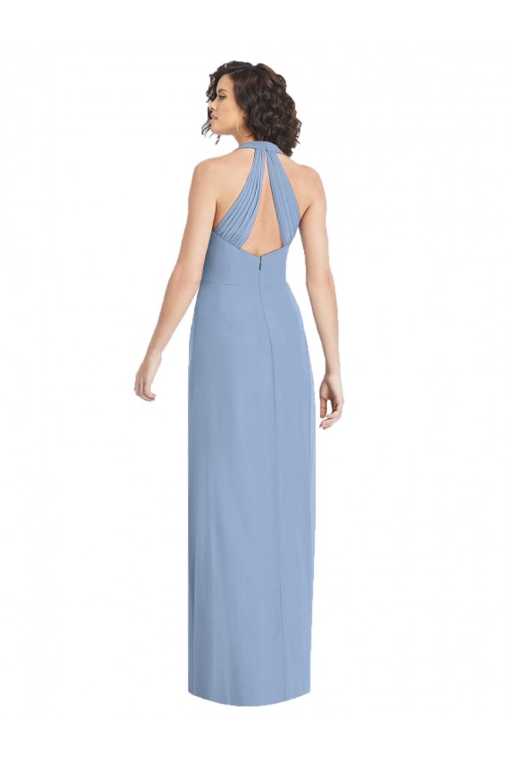 Buy Long Dusty Blue Sleeveless Trumpet Open Back Formal Evening Dress