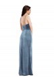 Buy Long Dusty Blue Sleeveless Trumpet Low Back Formal Evening Dress