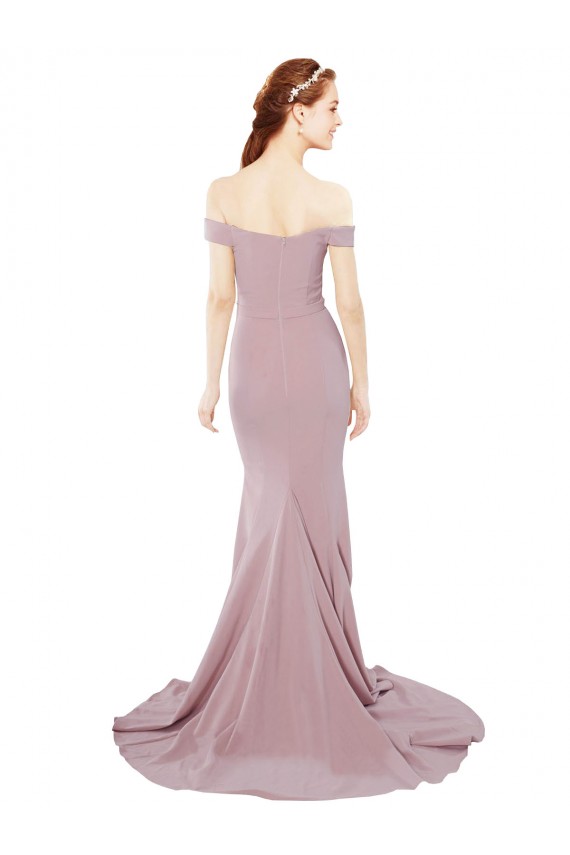Buy Sweep Train Dusty Pink Sleeveless Mermaid Evening Dress