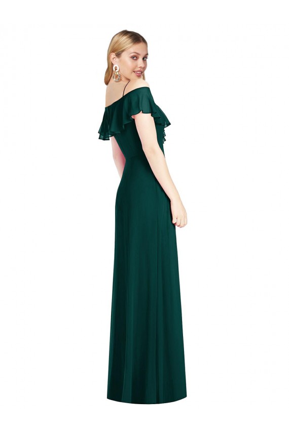 Buy Long Ever Green Cold Shoulder Trumpet Semi Formal Evening Dress