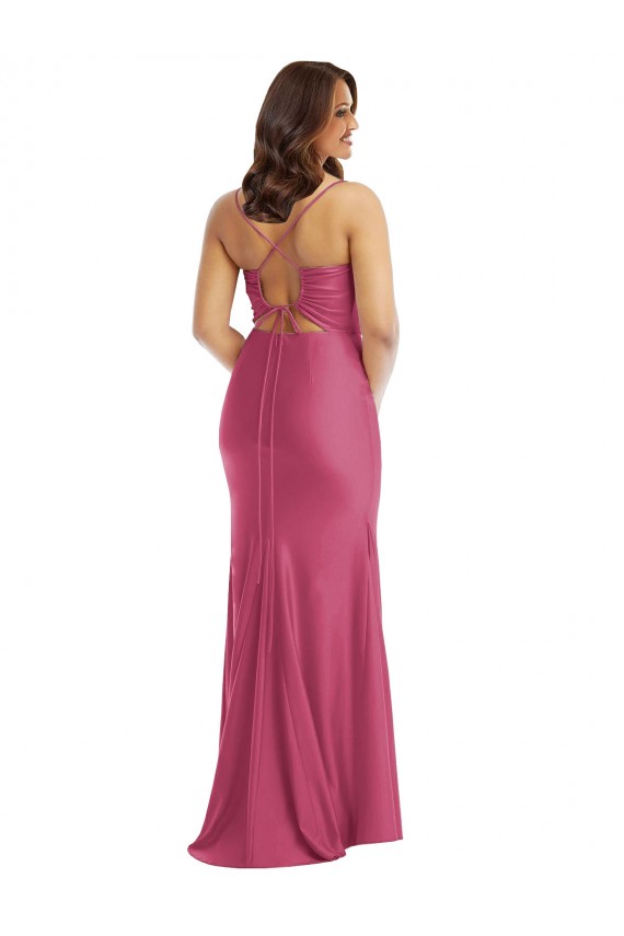 Buy Long Fuchsia Sleeveless Mermaid Tie Back Plus Size Formal Evening Dress