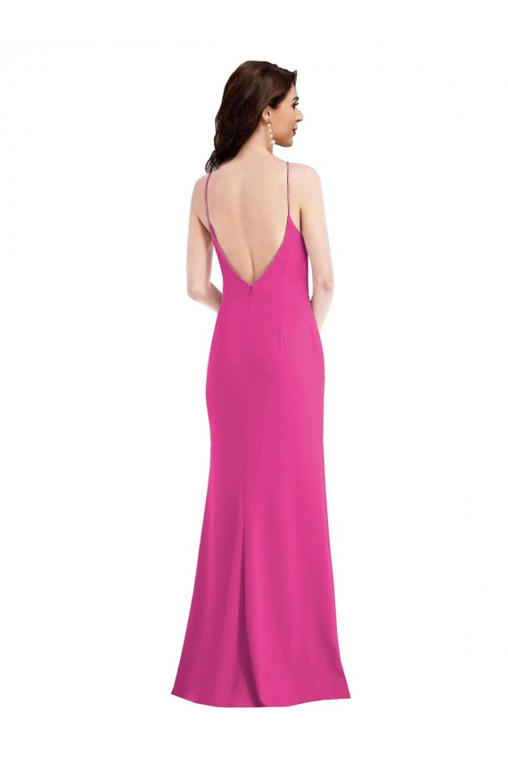 Buy Long Fuchsia Sleeveless Trumpet Open Back Formal Evening Dress