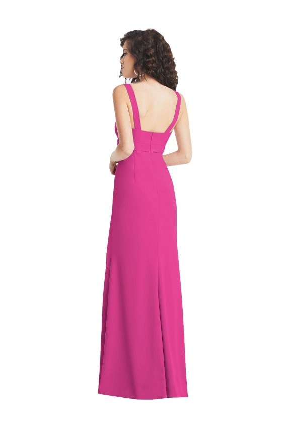 Buy Long Fuchsia Sleeveless Trumpet Low Back Semi Formal Evening Dress