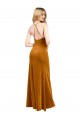 Buy Long Gold Sleeveless A-Line Open Back Stretch Velvet Formal Evening Dress