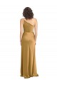 Buy Long Gold Sleeveless A-Line Stretch Satin Formal Evening Dress