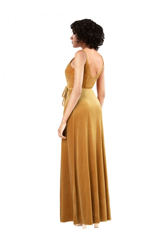 Buy Long Gold Sleeveless Column V-Back Black Tie Evening Dress