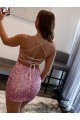 Buy Short Hot Pink Sleeveless Sheath Velvet Sequin Evening Dress